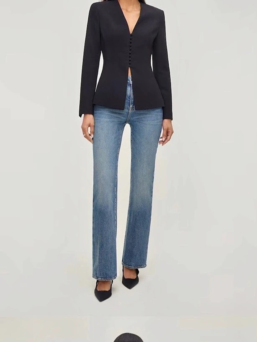 Dynamite Plunge Small Button Blazer Black